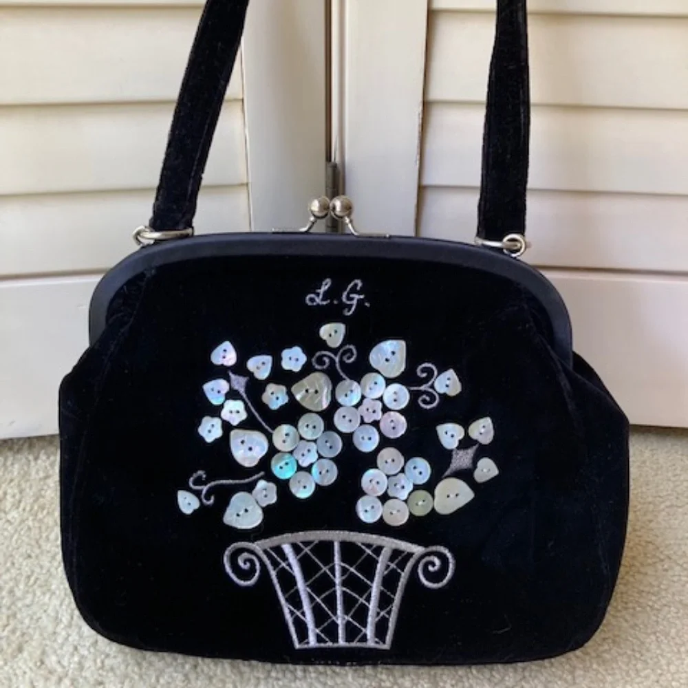 Lulu Guinness London Black Velvet Purse - Picture 6 of 11